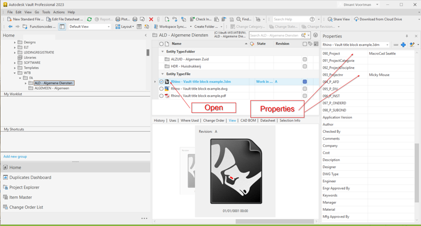 Screenshot Rhino Vault plug in 1